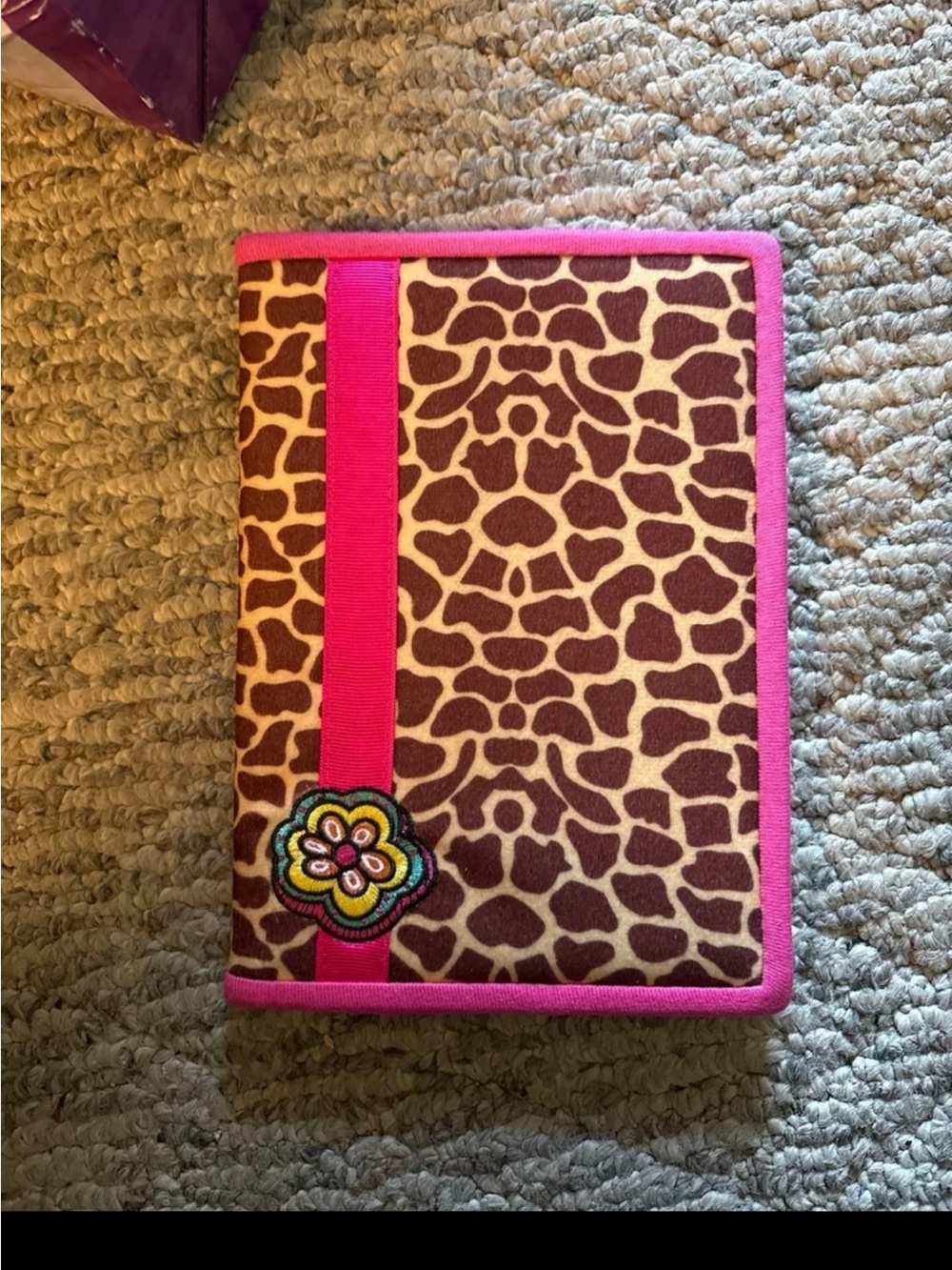 Kids Animal Print Tablet Sleeve with Pink Trim